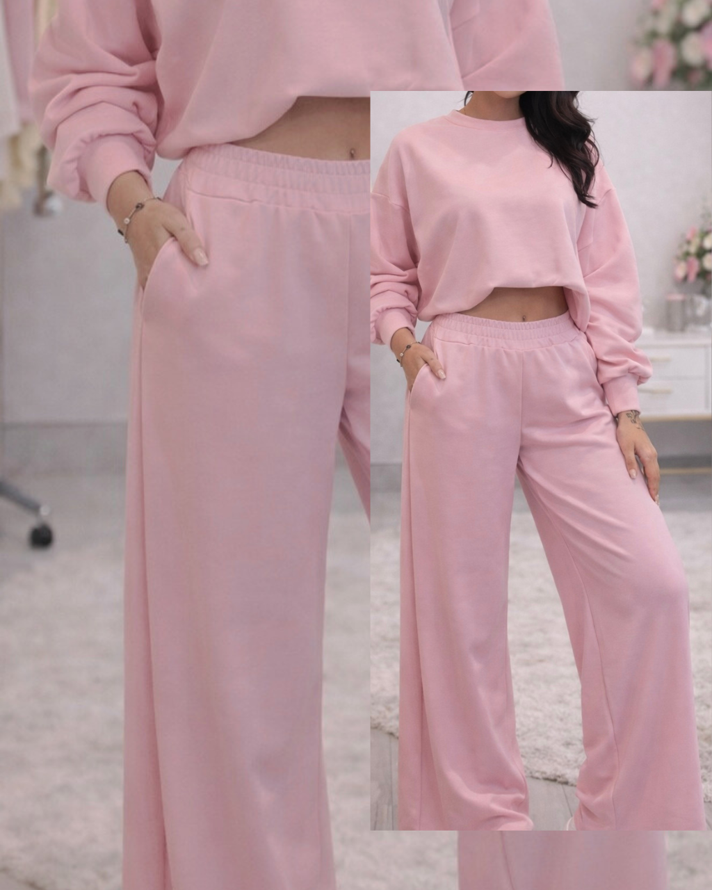 Dres z szerokimi nogawkami pastel