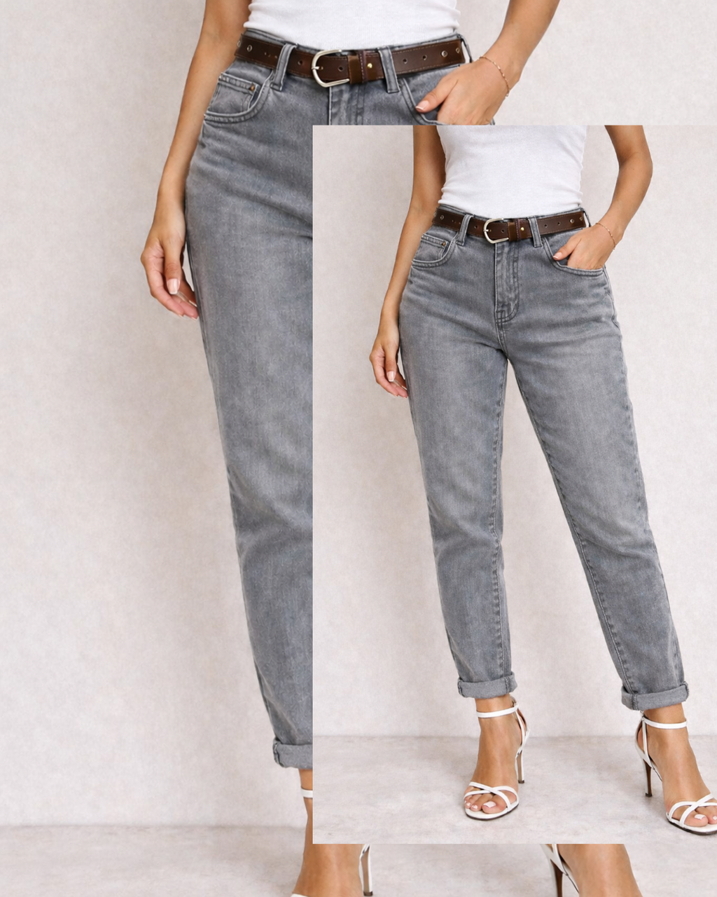 Spodnie Jeans Mom Fit Spodnie z paskiem
