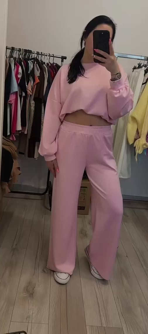 Dres z szerokimi nogawkami pastel